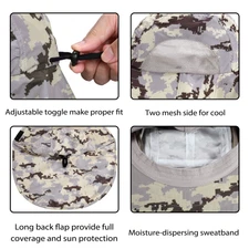 Unisex Bucket Boonie Hat Neck Cover Flap Sun Wide Brim Fishing Solid Outdoor Cap