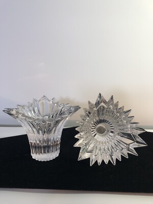 Mikasa Crystal Set of 2 Two Dante Starburst Candle Stick Votive Holders Germany