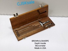 BROWN & SHARPE Depth Micrometer In Wooden Box Made In USA (USED).