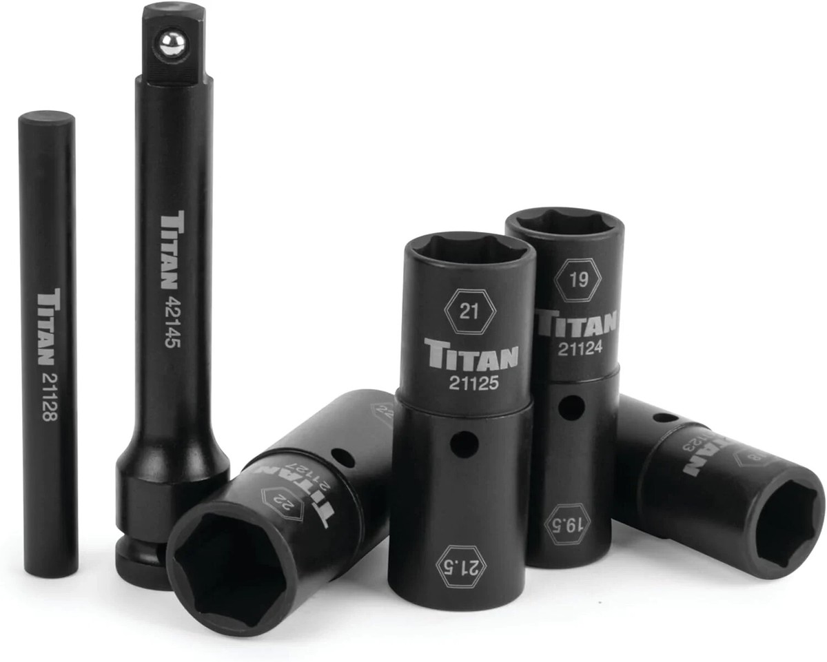 Titan 21126 Half-Size Flip Socket Set 1/2 inch Impact for Lug Nuts