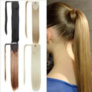 16 Straight Magic Hair Wrap Human Hair Comb Ponytail Clip In