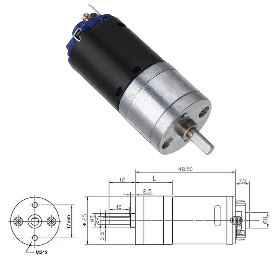 2S 3S GearBox 1:34 Motor 370 Brushed DC Motor for RC Car Crawler Trailer RC Tank - Image 2 of 4