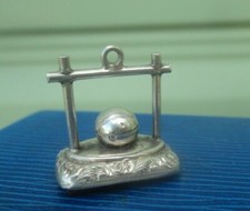 Silver Carnelian Fob Pendant Football & Goal Posts Vintage Watch Chain Fob 1910s