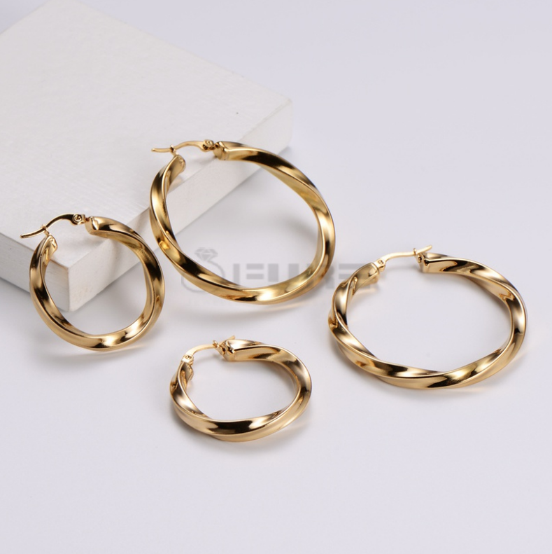 Earring Pack 3-Pair Gold Hoop Earrings Set 14K Gold Plated