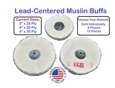 Lead Center Muslin Buffs 3'' 4'' 28 & 36 Ply Jewelry Dental Polishing Lathe Wheels