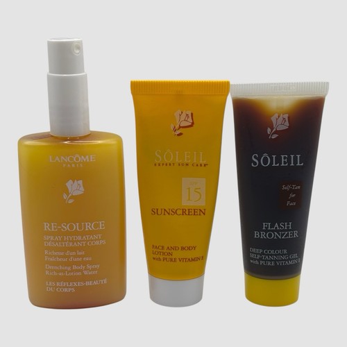 RARE Lancôme Sôleil Flash Bronzer Self Tanning Gel For Face and Drenching Spray - Picture 2 of 11