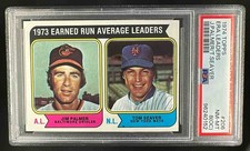 1974 Topps #206 1973 Earned Run Average Leaders Jim Palmer Tom Seaver PSA 8(OC)