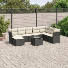 Garden Sofa Set Black Poly Rattan Large Modular Garden Sofa Set