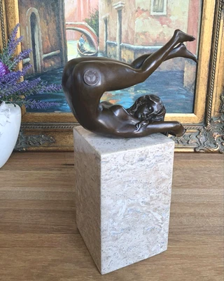 Bronzefigur Jungfrau Bronze Skulptur Frau Statue Akt Venus Erotik Deko Kunst - Bild 1 von 4