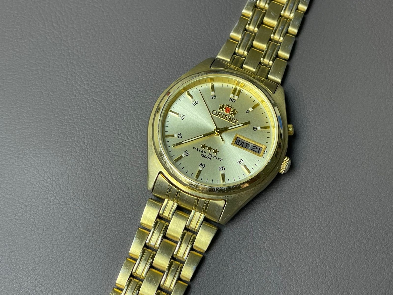 Vintage Orient 3 Star Golden Dial 35mm Men's Watch