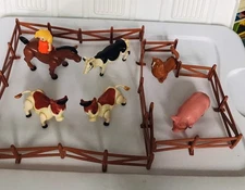 Vintage 1981 Toddler Playworld & Other Farm Animals, Girl, And Corral Fencing.