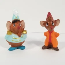 Disney Cinderella Mice ROYAL GUS & JAQ Set Lot Mini Figure Mouse Collector Park