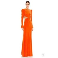 Mac Duggal Orange Cutout Long Sleeve Gown Evening Formal Dress Size 8