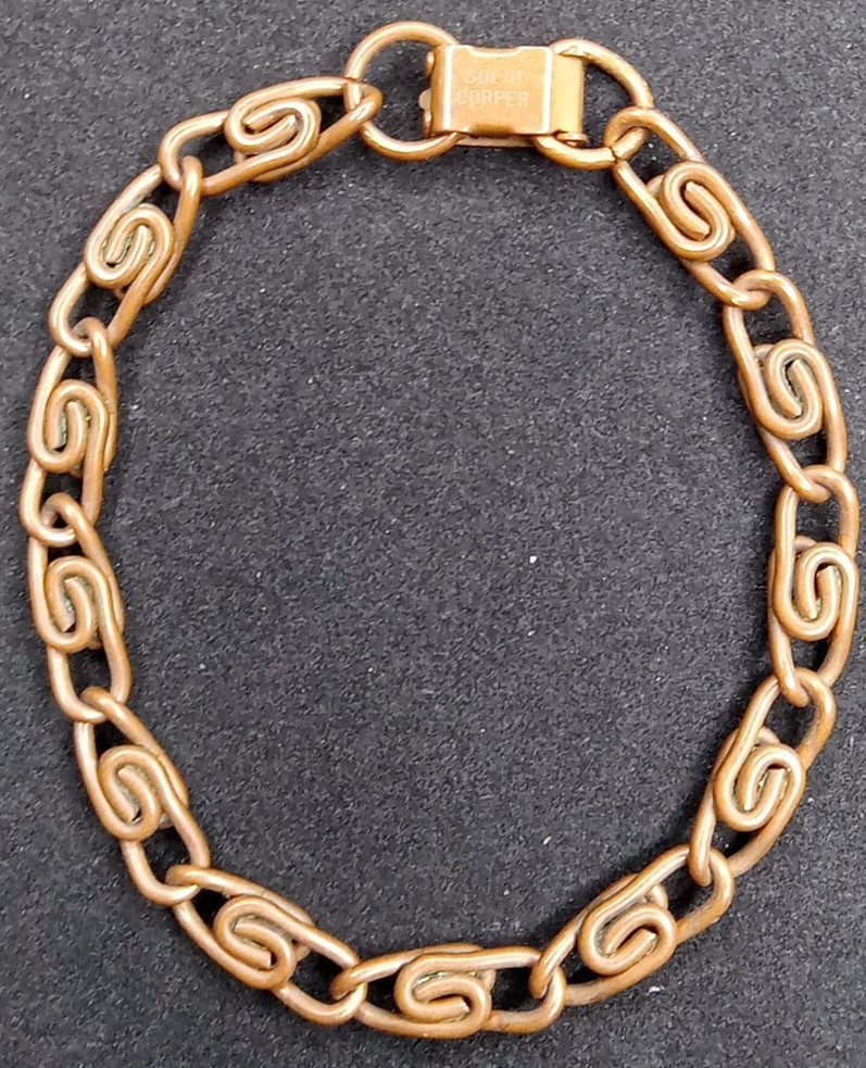 Solid Copper S Link Chain Ankle Wrist Bracelet Vi… - image 1