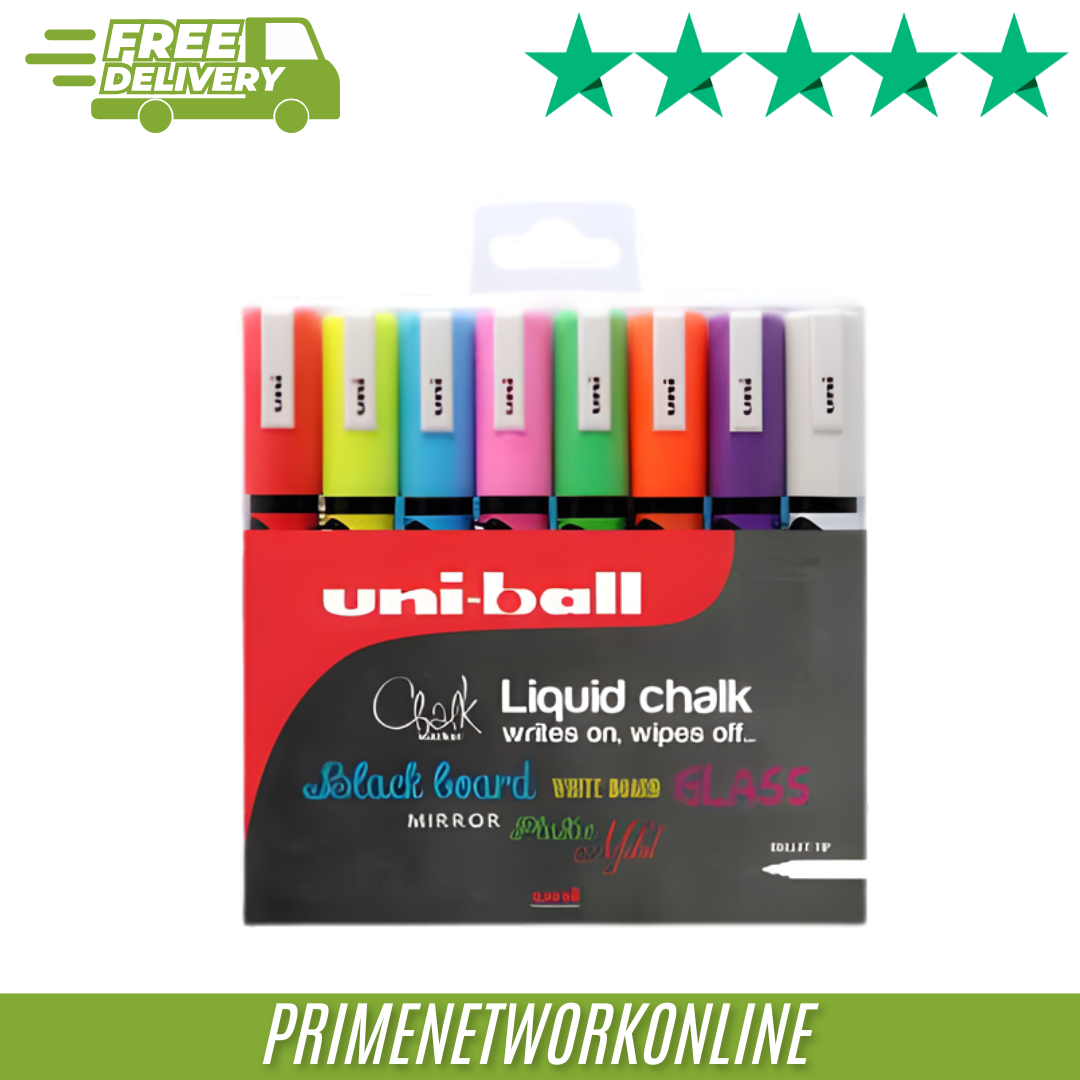 Uni-Ball 5M Liquid Chalk Markers Assorted Pack of 8 100% ORIGINAL ⭐⭐⭐⭐⭐