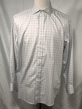 Charles Tyrwhitt Non Iron Slim Fit Dress Shirt Check Mens 17/35 100 Cotton