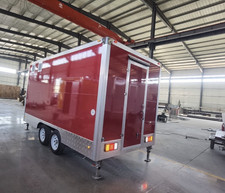 Red Concession/Food Trailer, Dual Windows, Tandem Axle, Stainless