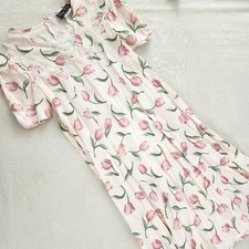 Vintage Tulip Floral Dress with Lace Detail kids 14 petite womens xs