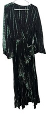 Eastern Serenity Women’s One Size Wrap Maxi Dress Black Green Tie Dye Boho