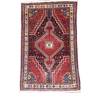 Semi-Antique Red Oriental Wool Rug Distressed Small Entryway Carpet 2'9x4'5 Ft
