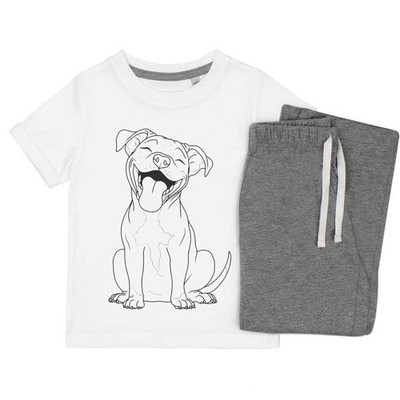 Kinder Nachtwäsche-/Pyjama-Set ''Happy Pit Bull Terrier'' (KP053280)