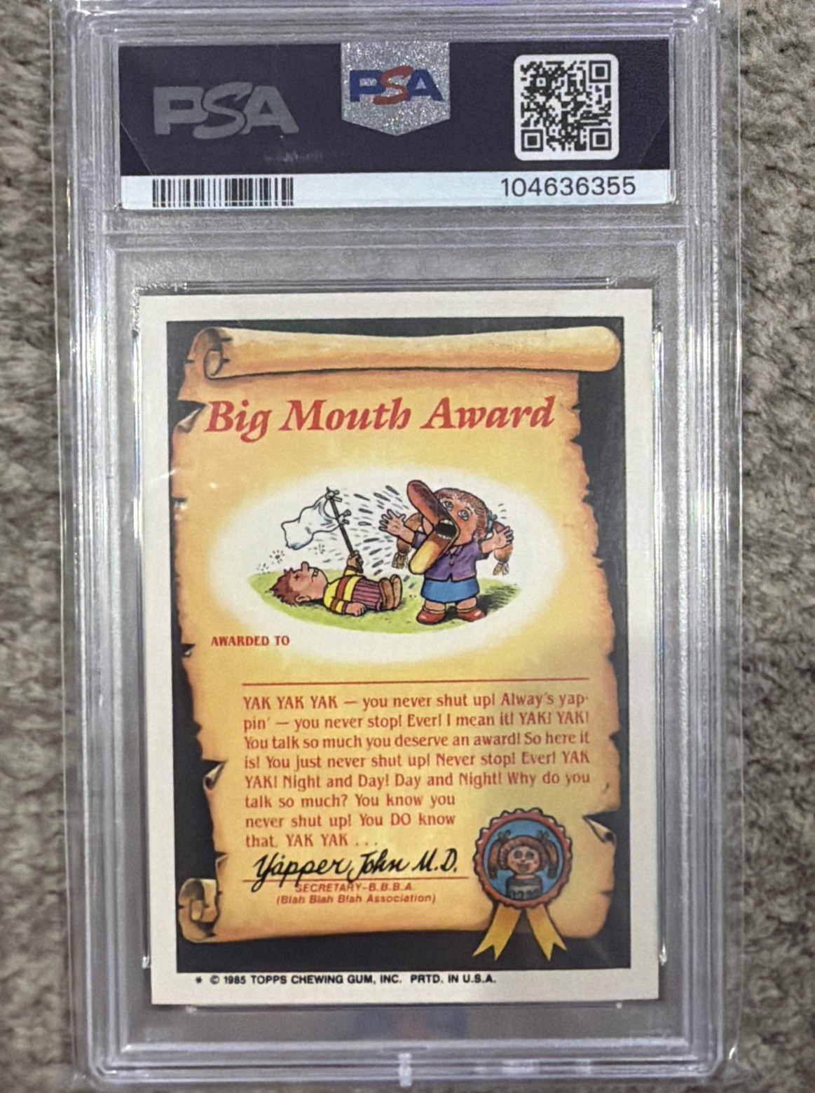 1985 GARBAGE PAIL KIDS STICKERS GLOSSY #81a SPLIT KIT PSA 9 view 2