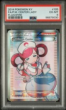 2014 POKEMON XY FLASHFIRE #105/106 POKEMON CENTER LADY FULL ART HOLO PSA 6