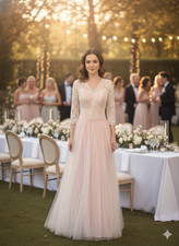 new pink  wedding dress gown with tags EU 36 UK 8 boho princess made in EU new