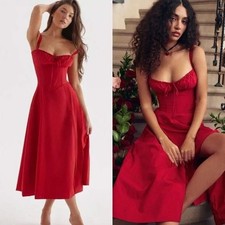 House of CB Dress Womens Extra Small NWT Carmen Red Bustier Midi