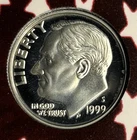 1999 Silver Proof Dime Roosevelt Deep Cameo 90% Silver Gem .072 oz Silver 0.9