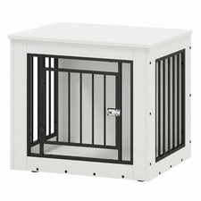 Garvee 30" Wooden Dog Crate End Table Modern Side Table for Medium Dogs White