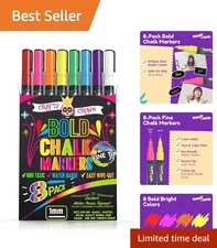 Multicolored Dry Erase Chalk Markers - Safe & Fun for Glass and Blackboard