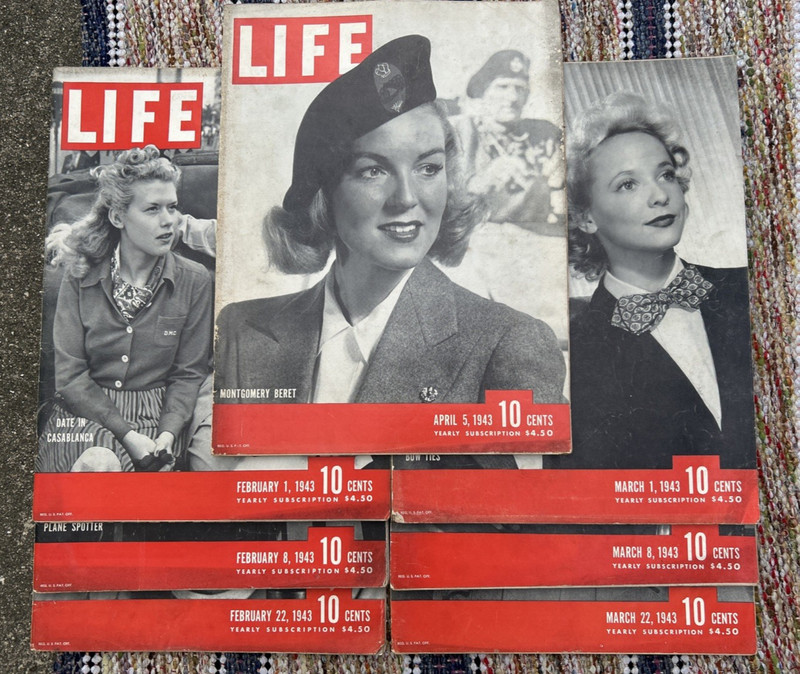 Vintage 7 LIFE Magazines  - 2/1, 2/8, 2/22/43 & 3/1,3/8,3/22/43 & 4/5/43
