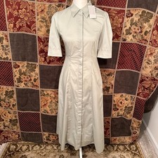 Cos Long Cotton Shirt Dress Women's 4 Light Green Pleated Maxi Button Up