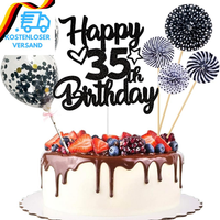 Tortendeko 35. Geburtstag Mann Frau, Kuchen Topper Happy 35Th Birthday Schwarz,