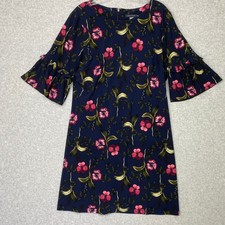 Tommy Hilfiger Dress Womens 12 Navy Floral Bell Sleeve Knit Shift Office Career