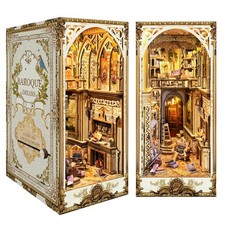DIY Book Nook Kit with LED Light   3D Wooden Bookshelf Puzzle for Adults