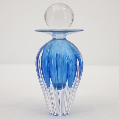Michael Trimpol Little River Hotglass Blue Glass Perfume Bottle Art Glass