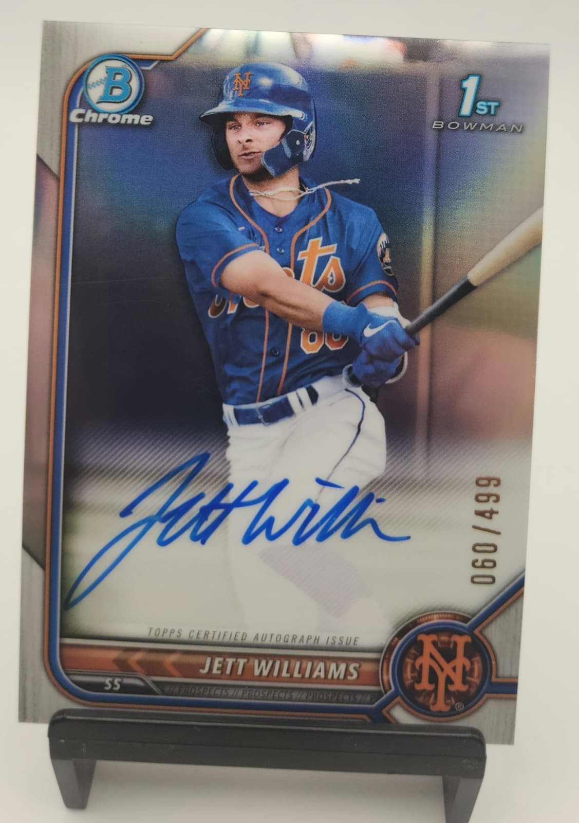 2022 Bowman Chrome 1st Jett Williams Auto Refractor /499 New York Mets