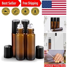 UV-Protected 10ml Roller Bottles - 4 Pack Amber Glass for Essential Oils