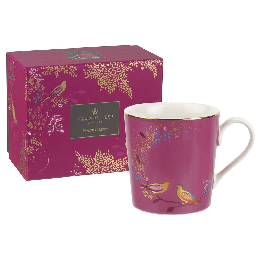 Sara Miller Pink Birds Mug Chelsea Collection Gift Boxed 300ml from Portmeirion