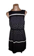 Ann Taylor Loft Dress Size XS Black White Floral Sheath Sleeveless Lined