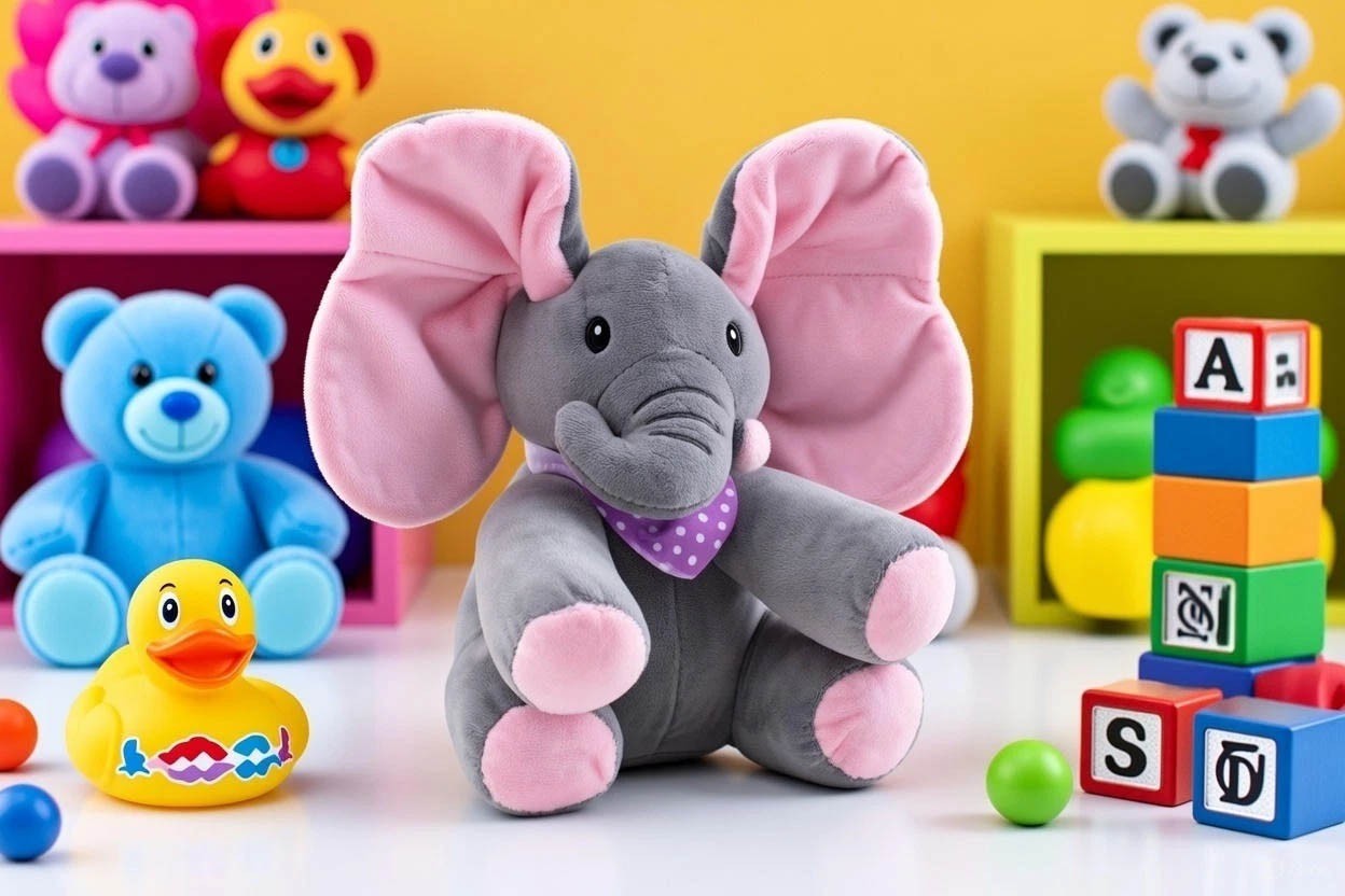 Singing Peek A Boo Elephant Animated Plush Toy for Babies Pi