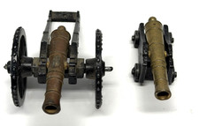 VTG 2 pc lot Vintage Penn Craft Cannon Cast Iron Brass Lot Toy Civil 3  , 4.5  