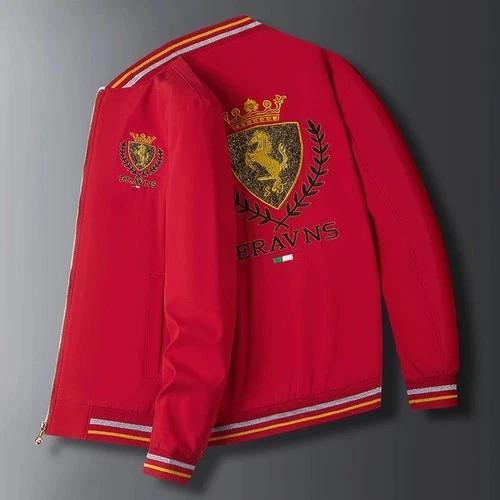 Men's Embroidered Baseball Bomber Jacket Slim Fit Autumn Casual Varsity Coat image 4