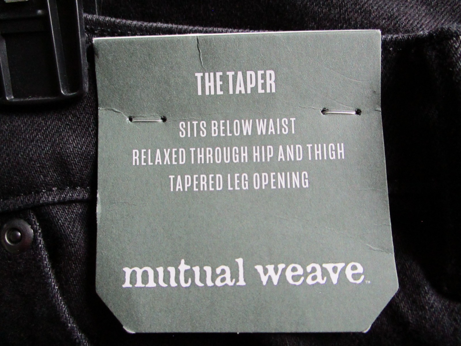 Mutual Weave The Taper Casual Mens Dark Denim Jeans Black Rinse Size 50 X 29