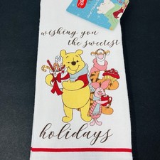Disney Winnie Pooh 2 Pack Kitchen Hand Towels Christmas Sweetest Holidays NEW