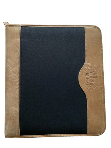 VTG Franklin Quest Green Line Black Canvas w/ Brown Leather Trim Planner Binder