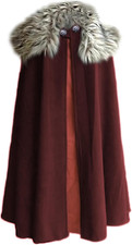 Mens Viking Cloak Fur Costume Medieval Renaissance King with Fur Cape