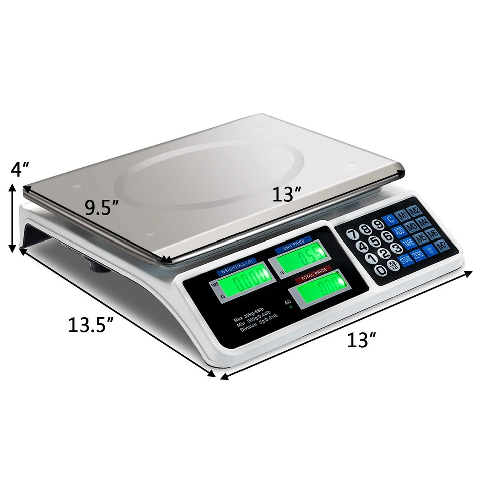 66Lbs Digital Weight Scale Price Computing Retail Count Scale Food Meat Scales - Image 2 of 4